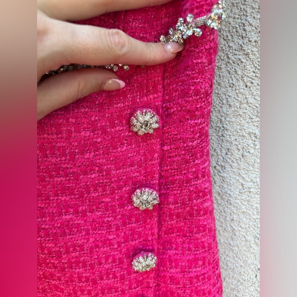 SELF-PORTRAIT Boucle Mini Dress in Fuchsia - Picture 12 of 16